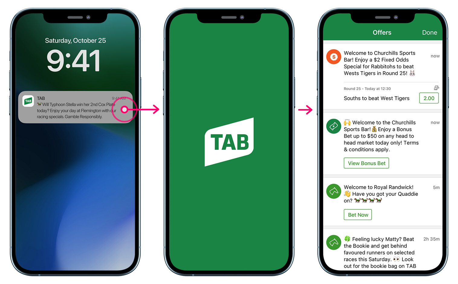 TAB Offers page concept — offer list