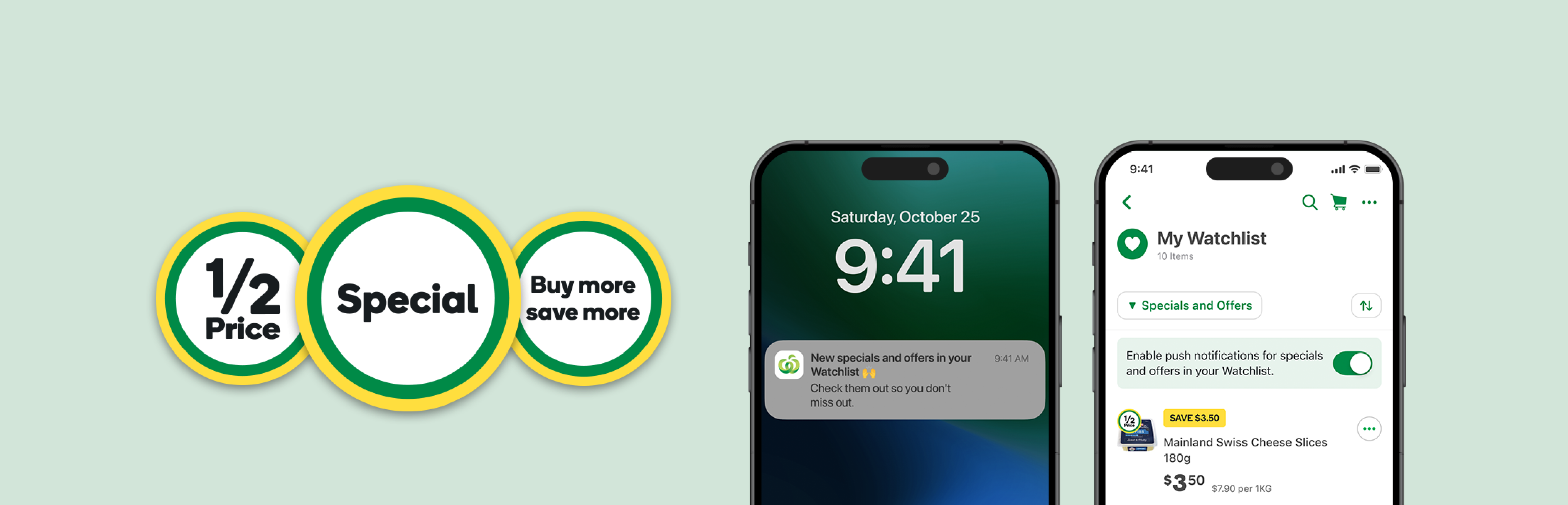 Watchlist hero — Woolworths app specials and notifications